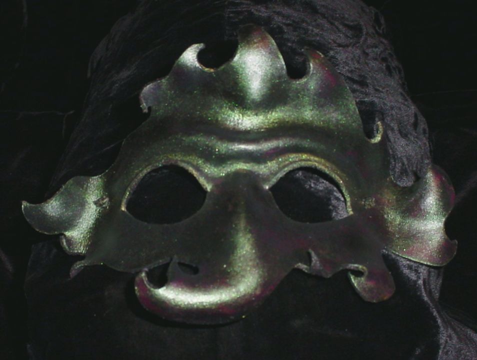 Green demon mask.
